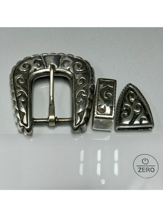 Jeff Deegan Designs Buckle Fits 1” Belt 3 Pieces Signed Sterling Silver 111 Gr main image 9